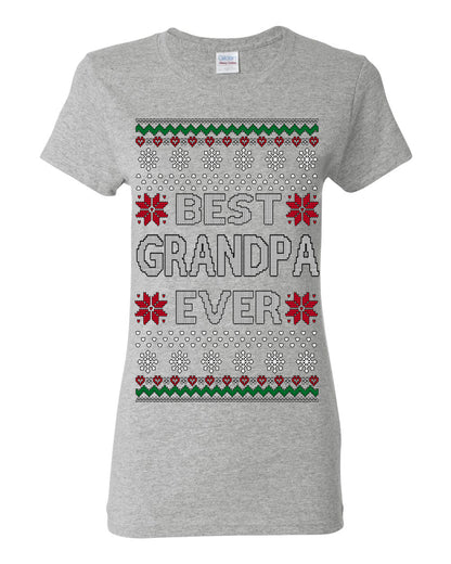 Best Grandpa Ever Classic Xmas Winter Holidays Ugly Christmas Sweater Ugly Christmas Womens Graphic T-Shirt