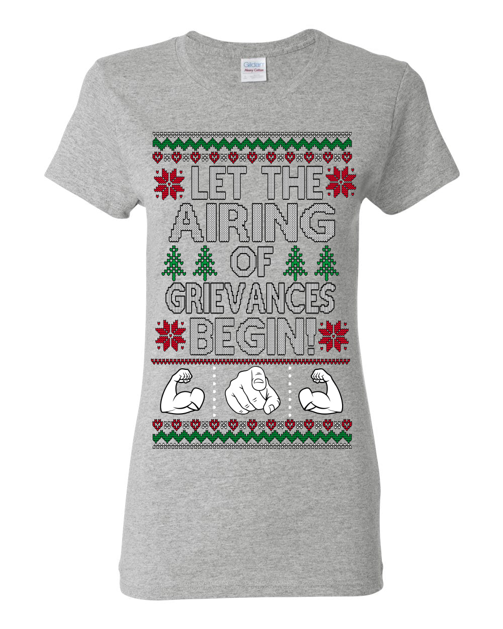 Let the Airing of Grievances Begin Funny TV Sitcom Festivus for the Rest of Us, Feats of Strength Iconic TV Quote Ugly Christmas Womens Graphic T-Shirt