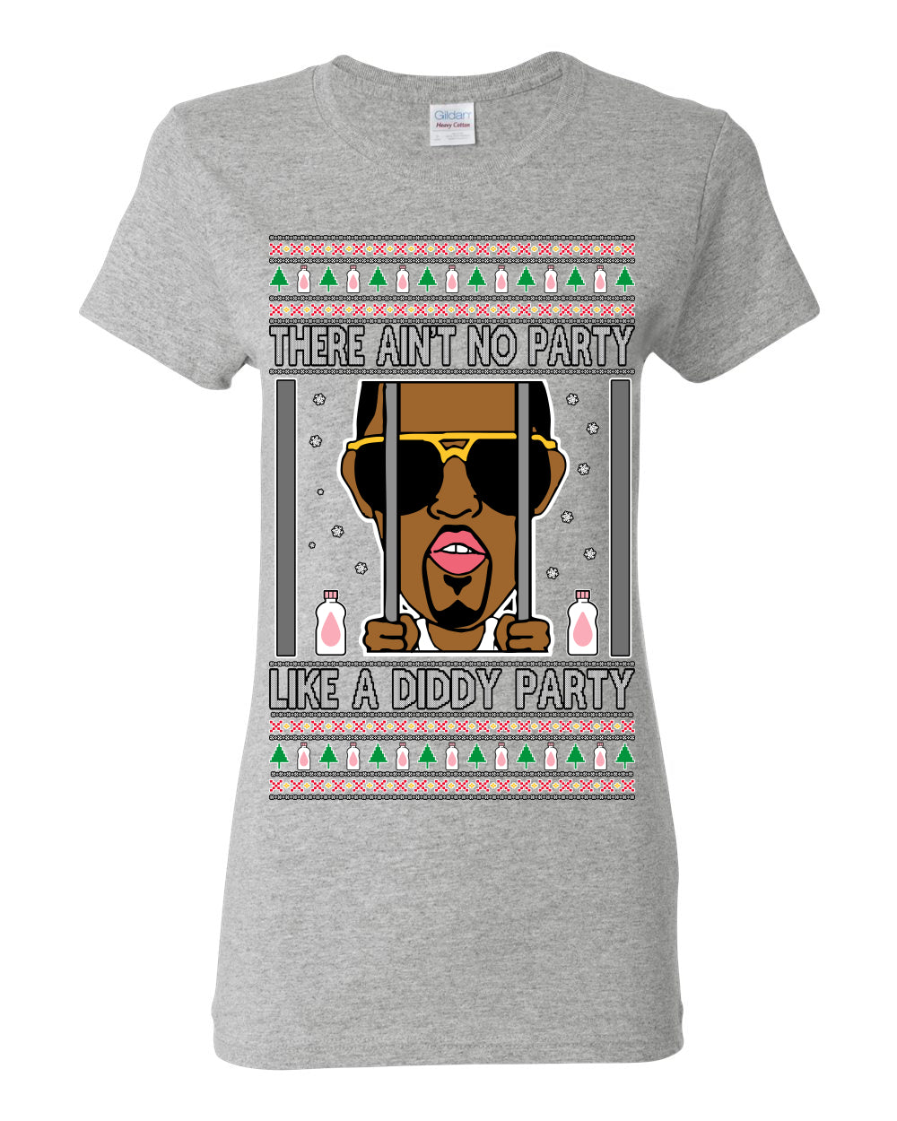 There Ain't No Party Like a Diddy Party, Viral Meme Trendy Baby Oil Crazy Parties Funny Classic Ugly Christmas Sweater Ugly Christmas Womens Graphic T-Shirt