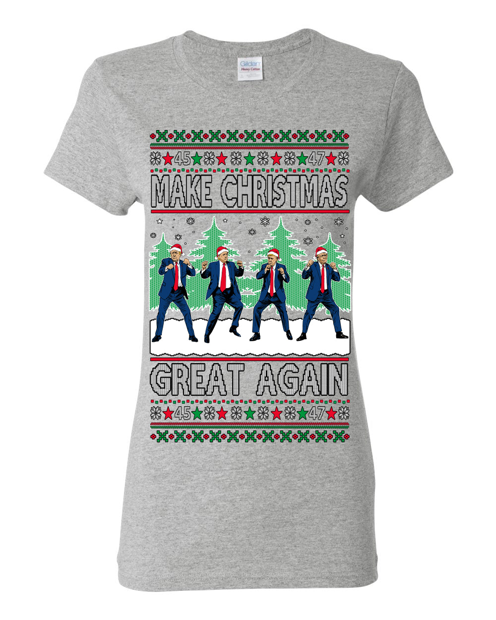 Make Christmas Great Again Shimmy Dance USA President Ugly Christmas Sweater Ugly Christmas Womens Graphic T-Shirt