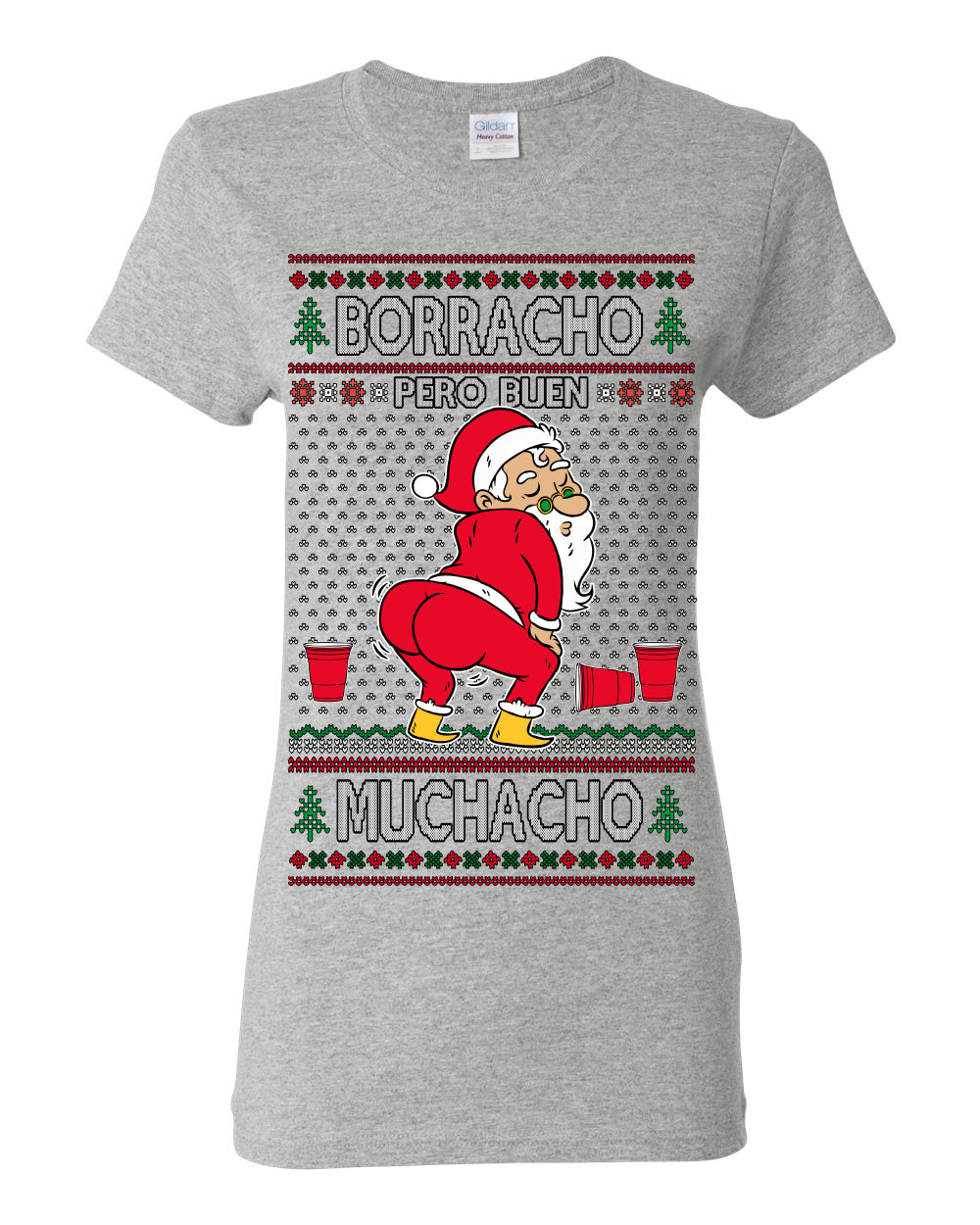 Borracho Pero Buen Muchacho Bebida Alcohol Drunk But a Good Boy, Espanol Ropa Sueter Navideno Cerveza, Funny Ugly Christmas Sweater Ugly Christmas Womens Graphic T-Shirt