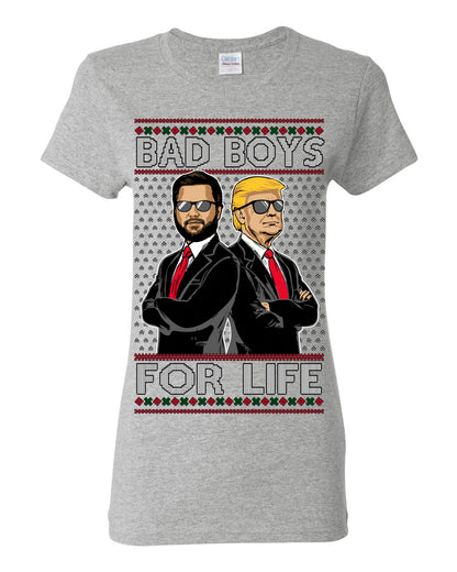 Bad Boys for Life Donald Trump JD Vance, MAGA Make America Great Again 2024, 90s Comedy Movie Parody Ugly Christmas Sweater Ugly Christmas Womens Graphic T-Shirt