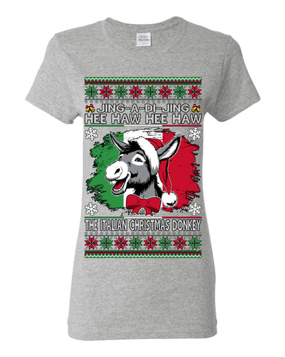 Jing a Di Jing Dominick the Italian Christmas Donkey, Classic New York Brooklyn Xmas Song Lyrics, Ugly Christmas Sweater Ugly Christmas Womens Graphic T-Shirt