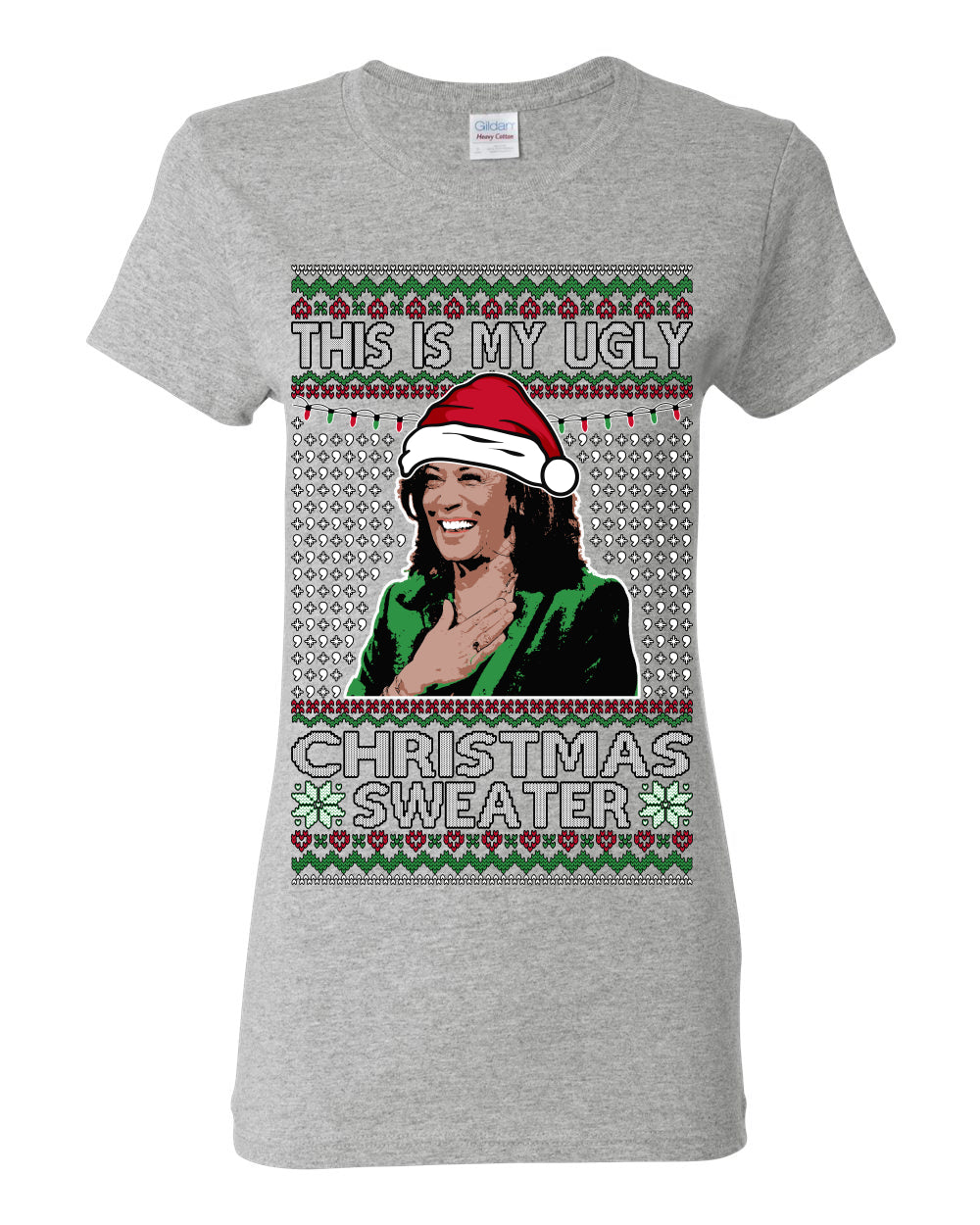 This Is My Ugly Sweater, Funny Santa Anti Kamala Harris, Political Ugly Christmas Sweater Ugly Christmas Womens Graphic T-Shirt