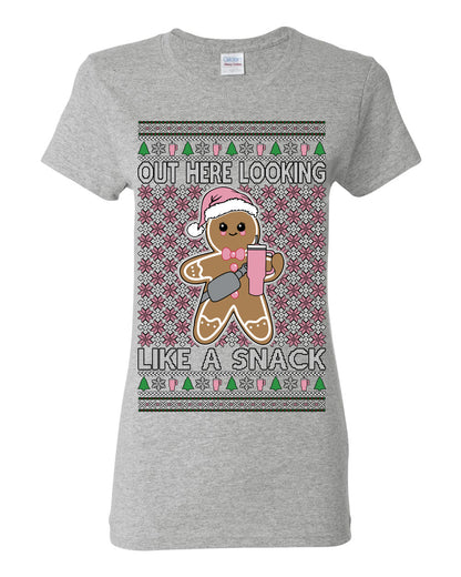 Out Here Looking Like a Snack Cute Xmas Cookie Ugly Christmas Sweater Ugly Christmas Womens Graphic T-Shirt