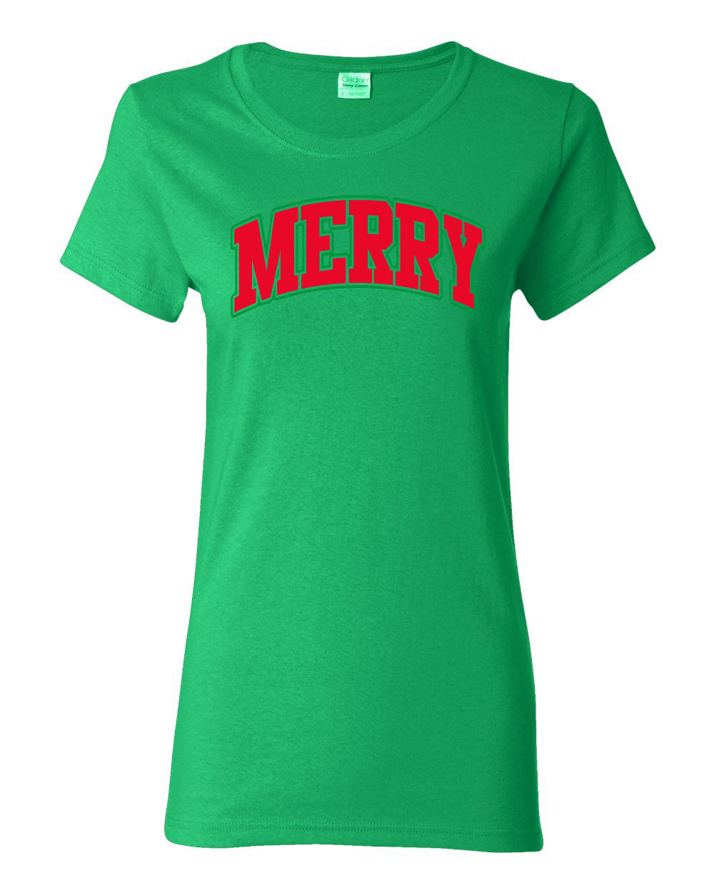 Merry | Cute Winter Holiday College Style Ugly Christmas Womens Graphic T-Shirt