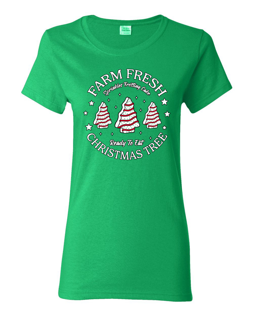 Farm Fresh Christmas Tree, Sprinkle Frosted Cake, Ready to Eat | Classic Winter Holiday Dessert  Ugly Christmas Womens Graphic T-Shirt