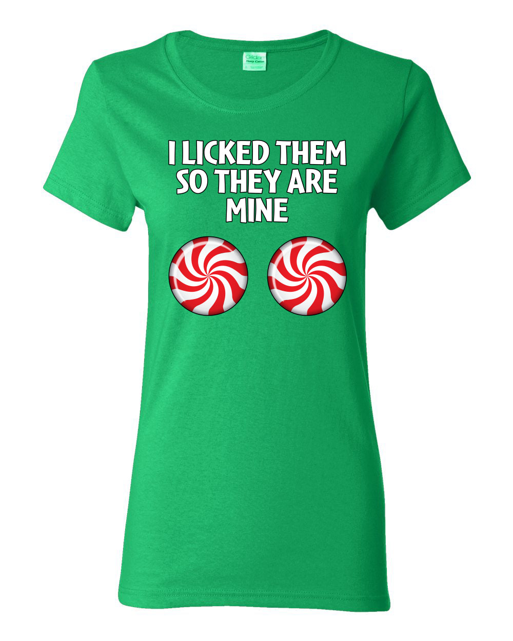 I Licked Them So They Are Mine, Funny Winter Candy Cane Joke  Ugly Christmas Womens Graphic T-Shirt