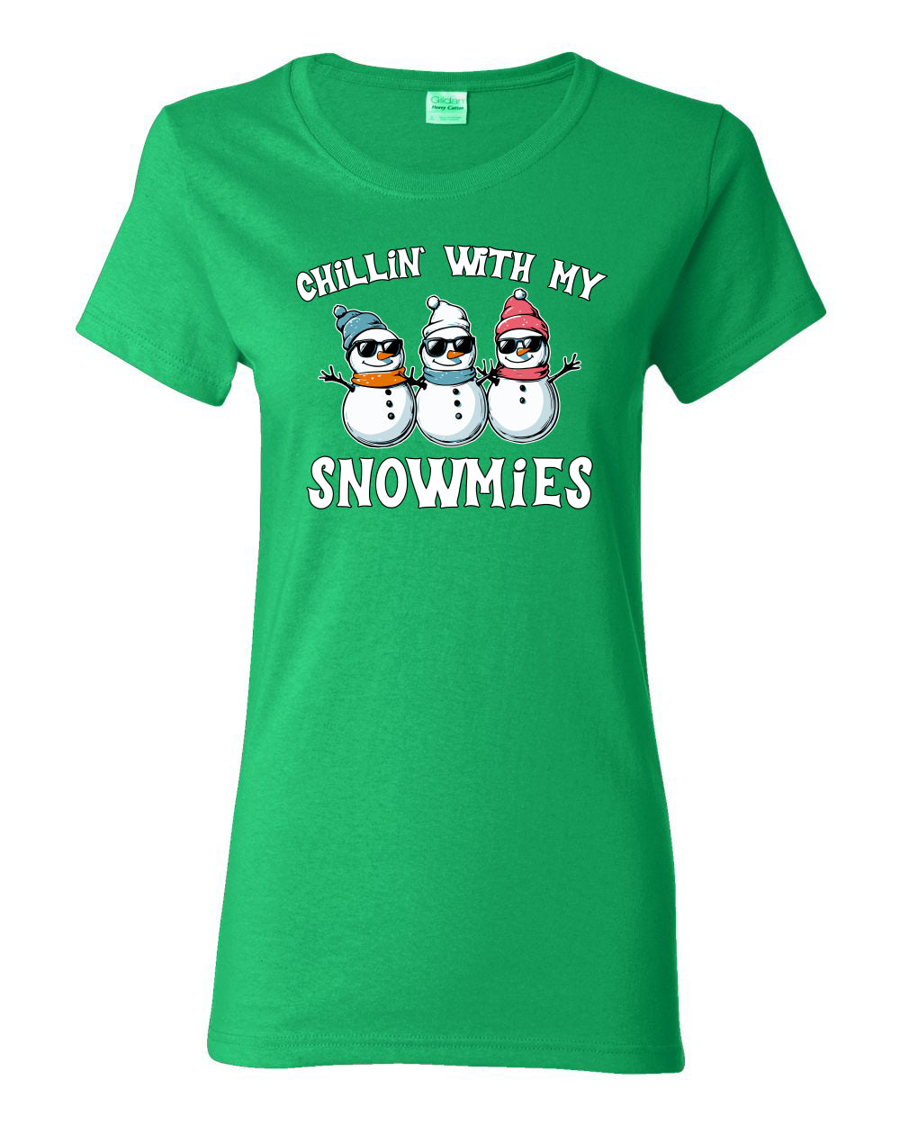 Chillin With My Snowmies, Funny Cute Snow Man Winter Holiday Snowman Homies  Ugly Christmas Womens Graphic T-Shirt