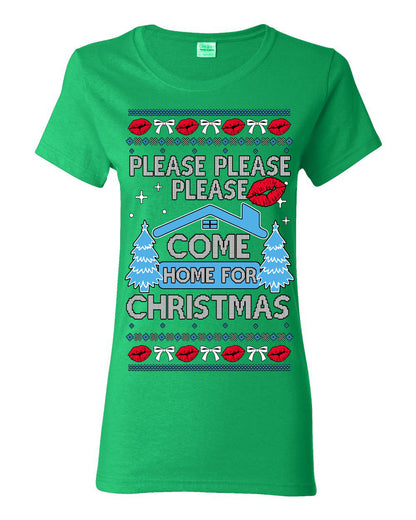 Please Please Please Come Home for Xmas, Sabrina Fan Viral Pop Song Concert Tour Merch, Ugly Christmas Sweater Ugly Christmas Womens Graphic T-Shirt