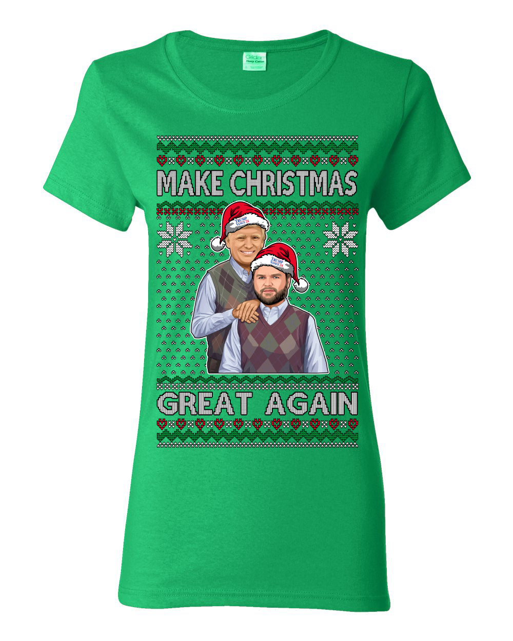 Make Christmas Great Again, MAGA Donald Trump JD Vance 2024, 2000s Comedy Movie Parody, Ugly Christmas Sweater Ugly Christmas Womens Graphic T-Shirt