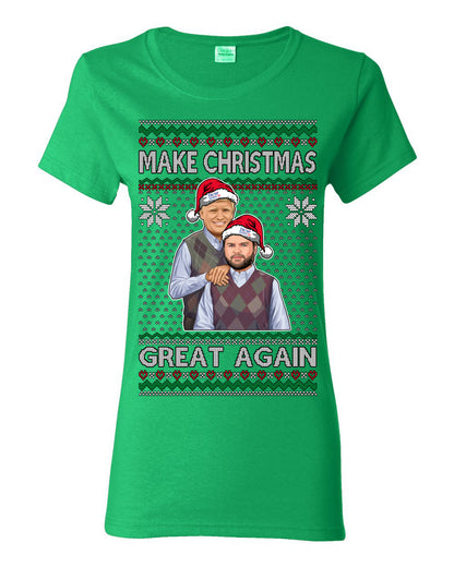 Make Christmas Great Again, MAGA Donald Trump JD Vance 2024, 2000s Comedy Movie Parody, Ugly Christmas Sweater Ugly Christmas Womens Graphic T-Shirt