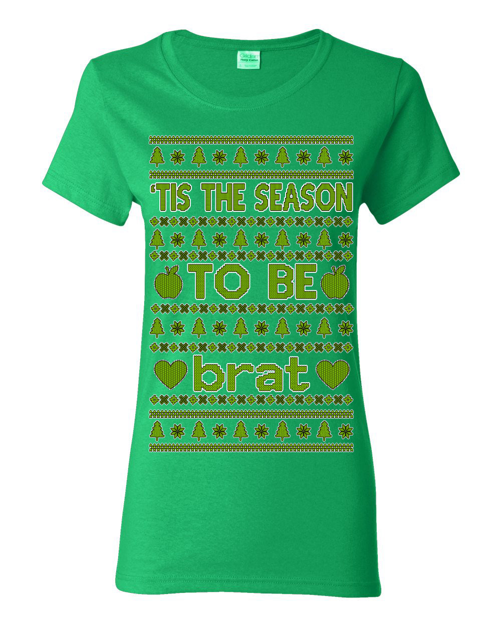 Tis the Season to Be Brat Green Text, Xmas Viral Meme Music Rave Concert Merch, Unisex Ugly Christmas Sweaters for Women Men Ugly Christmas Womens Graphic T-Shirt