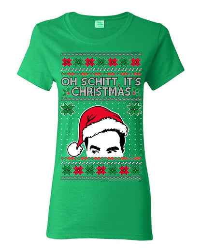 Oh Schitt It's Christmas Funny David TV Show Sitcom Ugly Christmas Sweater Ugly Christmas Womens Graphic T-Shirt