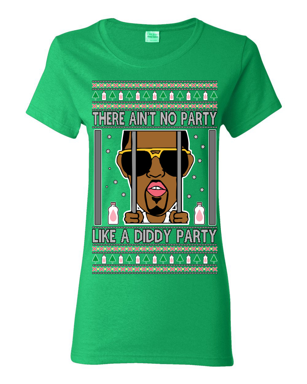 There Ain't No Party Like a Diddy Party, Viral Meme Trendy Baby Oil Crazy Parties Funny Classic Ugly Christmas Sweater Ugly Christmas Womens Graphic T-Shirt