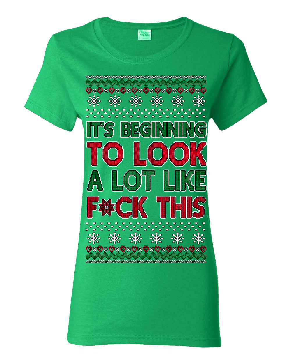 It's Beginning to Look a Lot Like F This Clean Funny Swear Curse Word Ugly Christmas Sweater Ugly Christmas Womens Graphic T-Shirt