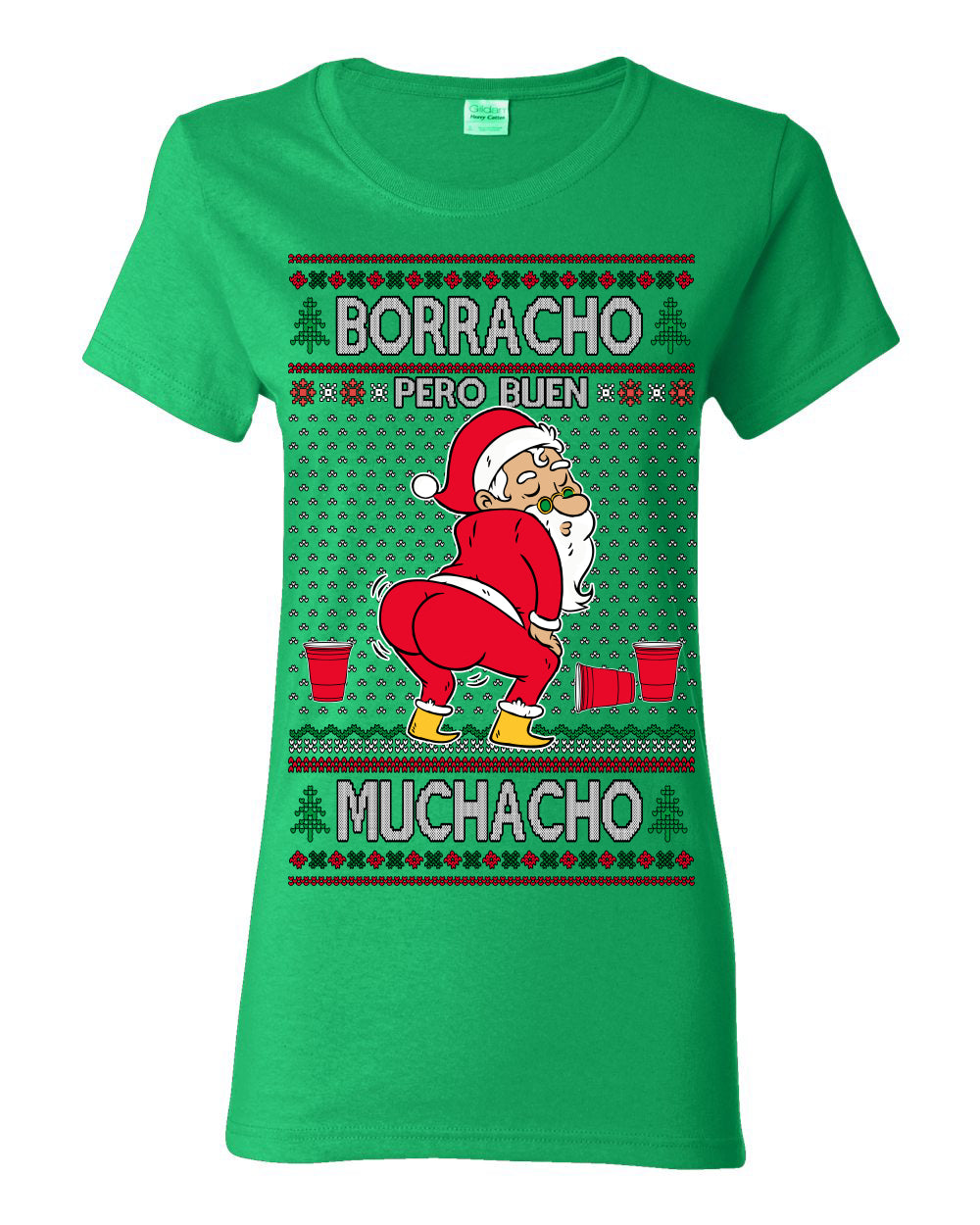 Borracho Pero Buen Muchacho Bebida Alcohol Drunk But a Good Boy, Espanol Ropa Sueter Navideno Cerveza, Funny Ugly Christmas Sweater Ugly Christmas Womens Graphic T-Shirt