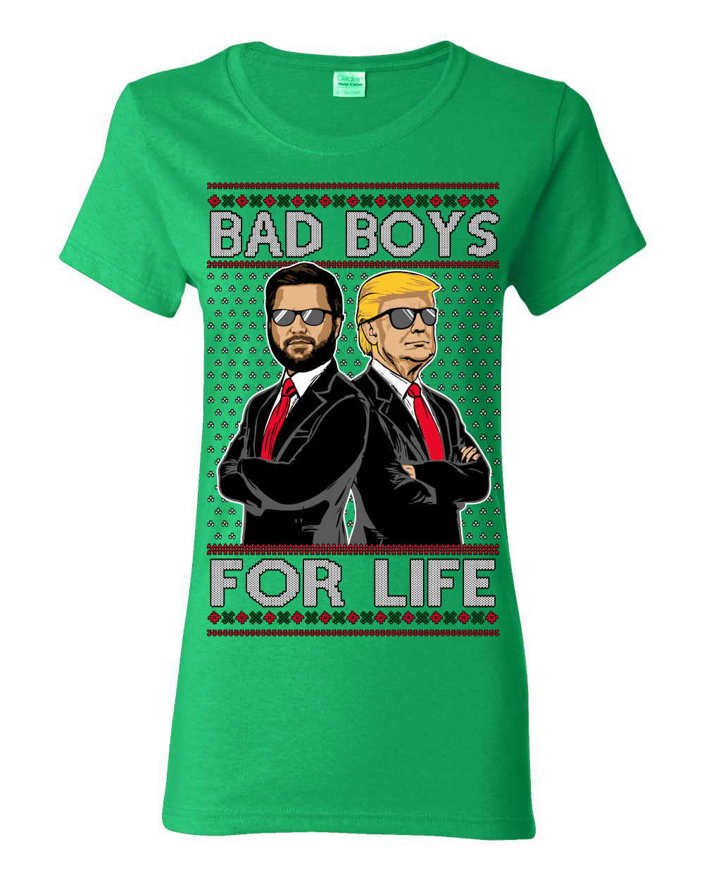Bad Boys for Life Donald Trump JD Vance, MAGA Make America Great Again 2024, 90s Comedy Movie Parody Ugly Christmas Sweater Ugly Christmas Womens Graphic T-Shirt