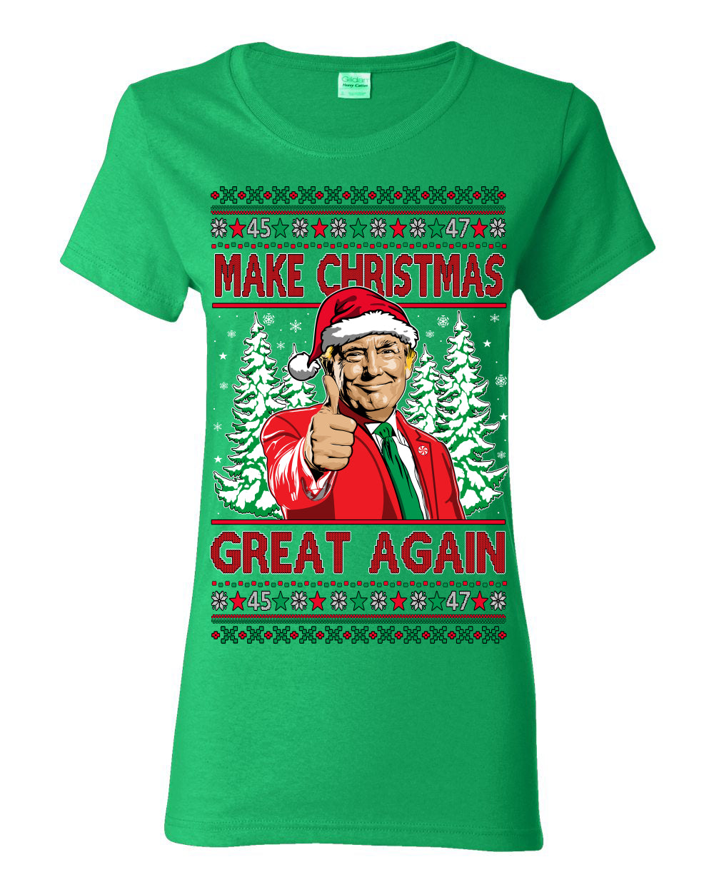Make Christmas Great Again, Santa Claus Donald Trump, JD Vance 2024 Election Funny Political Conservative Republican Men Women Ugly Christmas Sweater Ugly Christmas Womens Graphic T-Shirt