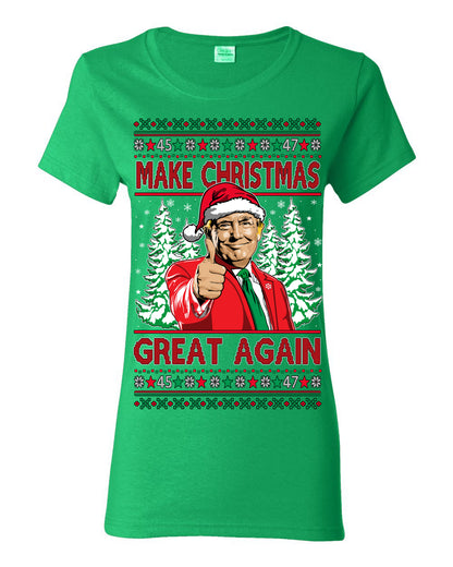 Make Christmas Great Again, Santa Claus Donald Trump, JD Vance 2024 Election Funny Political Conservative Republican Men Women Ugly Christmas Sweater Ugly Christmas Womens Graphic T-Shirt