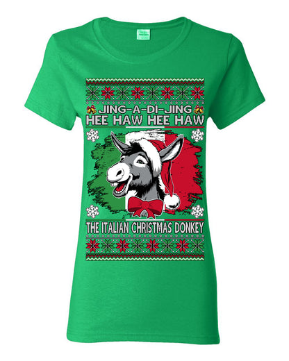 Jing a Di Jing Dominick the Italian Christmas Donkey, Classic New York Brooklyn Xmas Song Lyrics, Ugly Christmas Sweater Ugly Christmas Womens Graphic T-Shirt