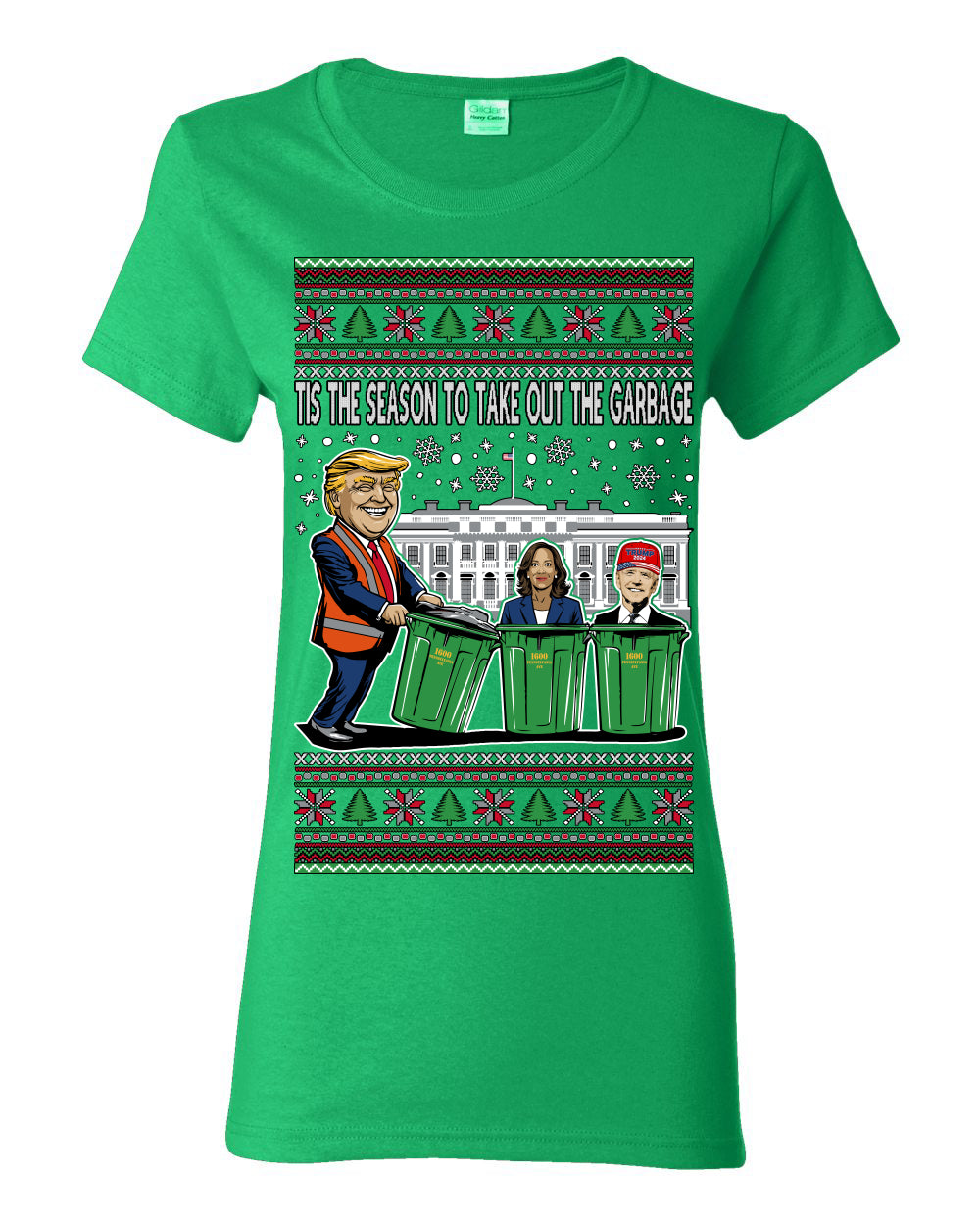 Tis the Season to Take Out the Garbage President Trump, 47th USA President of the United States, Gift for Republicans Conservatives Ugly Christmas Sweater Ugly Christmas Womens Graphic T-Shirt