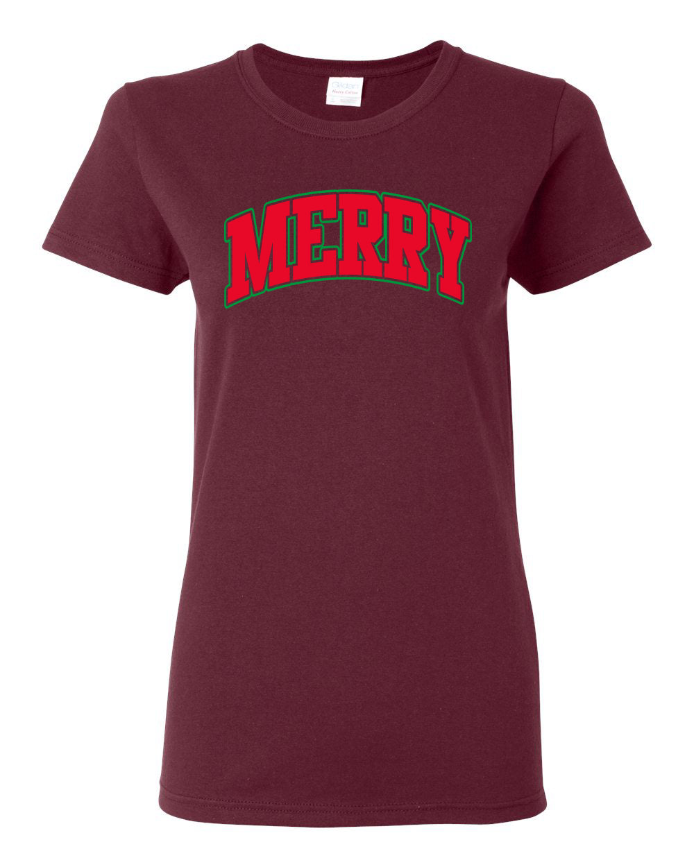 Merry | Cute Winter Holiday College Style Ugly Christmas Womens Graphic T-Shirt