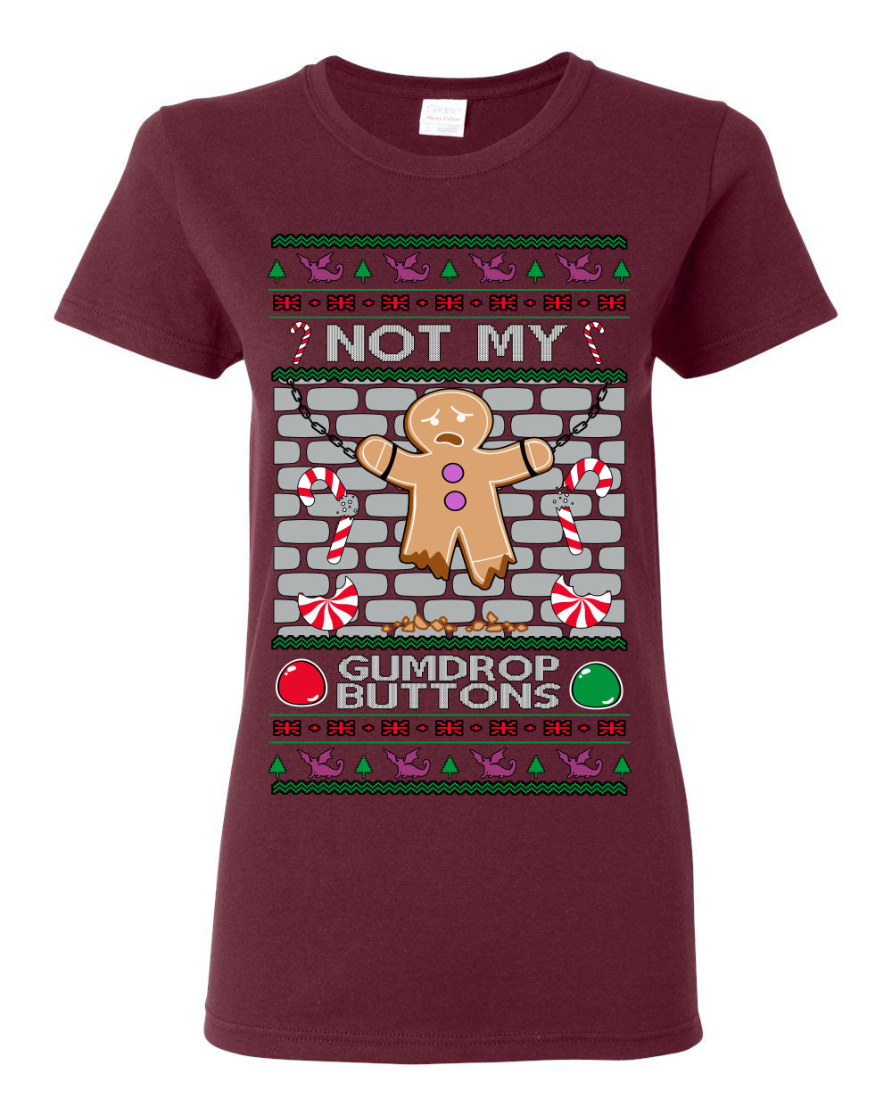 Not My Gumdrop Buttons, Funny Classic 2000s Kid Teen Movie Quote, Ugly Christmas Sweater Ugly Christmas Womens Graphic T-Shirt