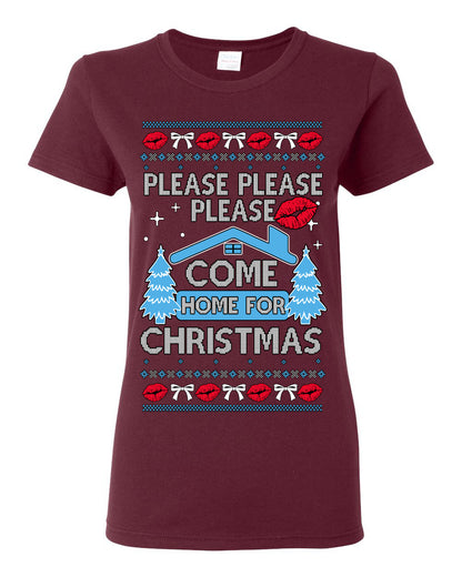 Please Please Please Come Home for Xmas, Sabrina Fan Viral Pop Song Concert Tour Merch, Ugly Christmas Sweater Ugly Christmas Womens Graphic T-Shirt