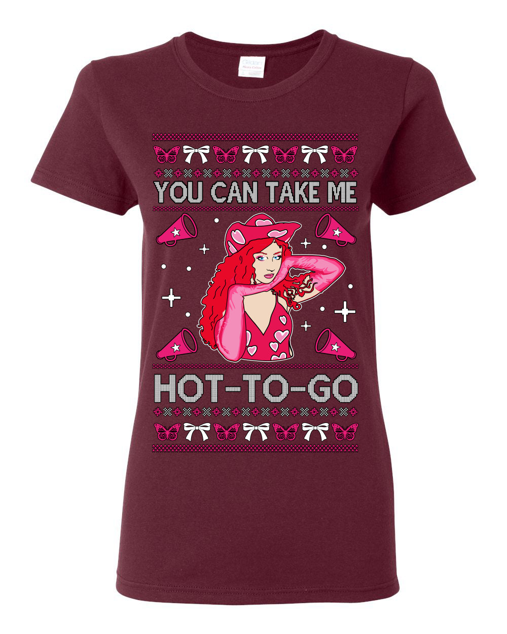 You Can Take Me Hot to Go, Viral Midwest Princess Song Dance Pop Star Concert Tour Merch, Ugly Christmas Sweater Ugly Christmas Womens Graphic T-Shirt