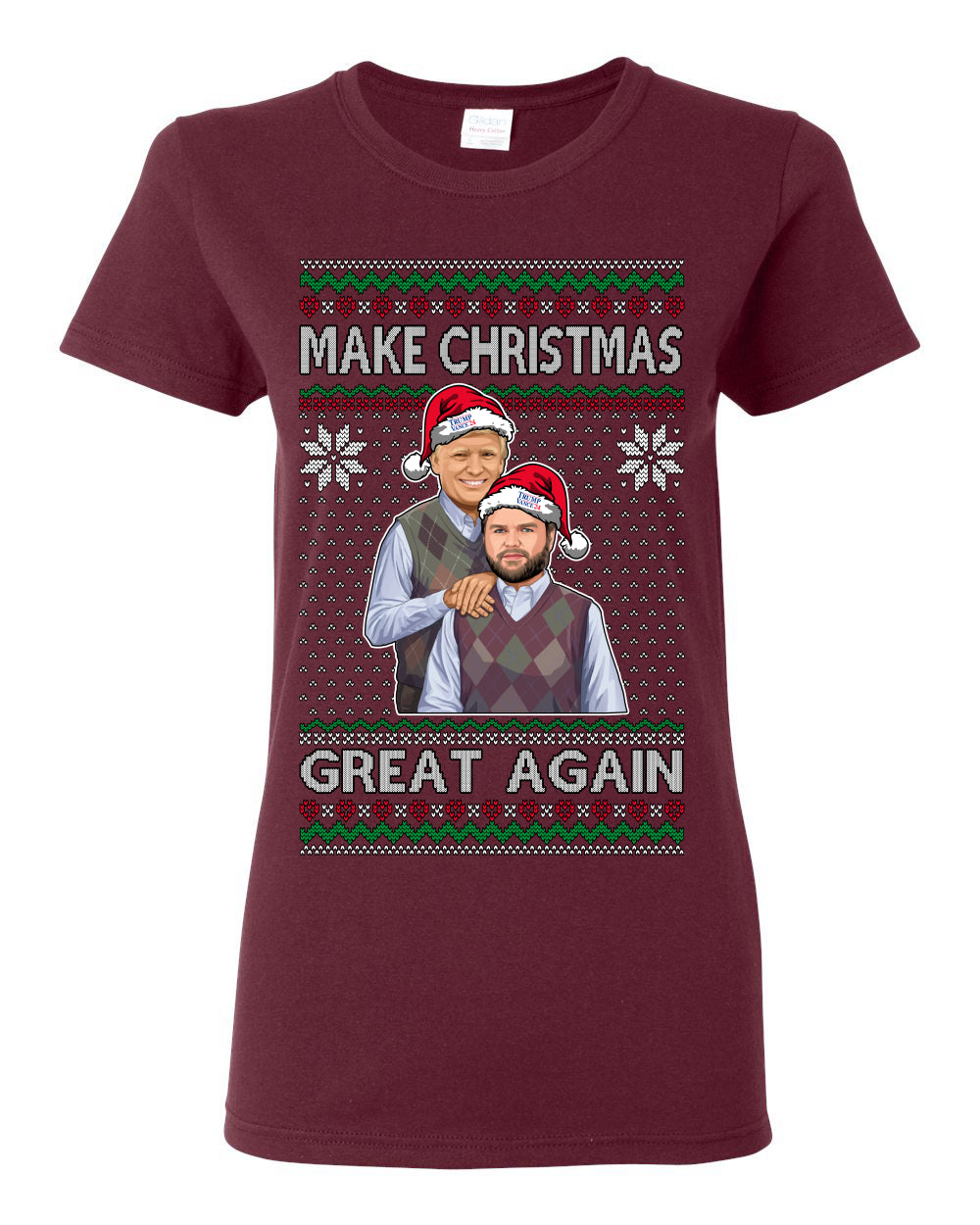 Make Christmas Great Again, MAGA Donald Trump JD Vance 2024, 2000s Comedy Movie Parody, Ugly Christmas Sweater Ugly Christmas Womens Graphic T-Shirt