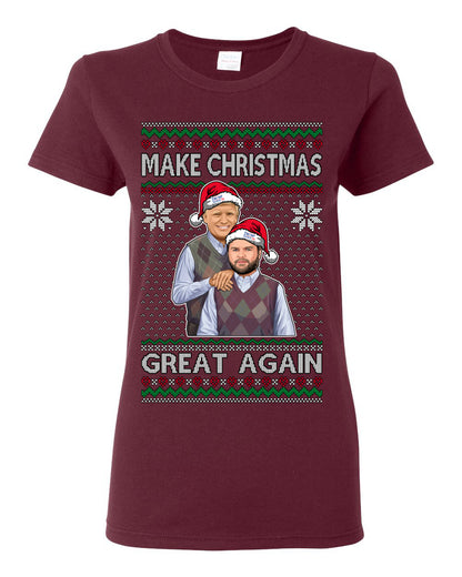 Make Christmas Great Again, MAGA Donald Trump JD Vance 2024, 2000s Comedy Movie Parody, Ugly Christmas Sweater Ugly Christmas Womens Graphic T-Shirt