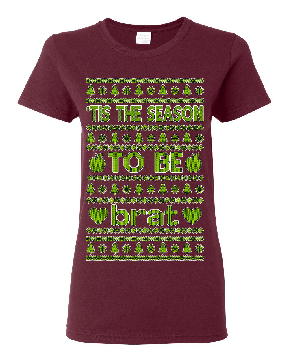 Tis the Season to Be Brat Green Text, Xmas Viral Meme Music Rave Concert Merch, Unisex Ugly Christmas Sweaters for Women Men Ugly Christmas Womens Graphic T-Shirt