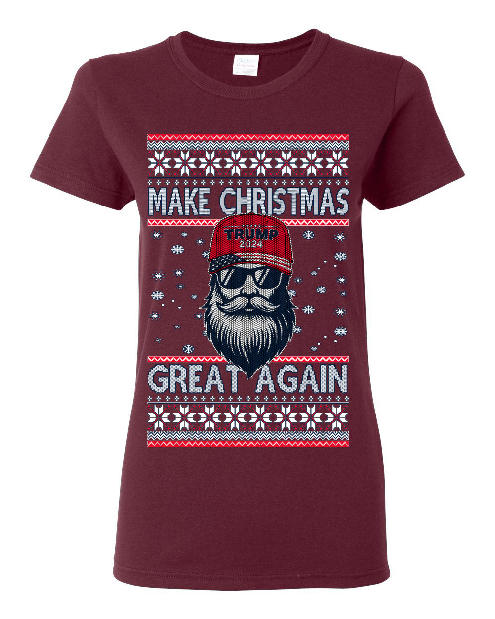 Make Christmas Great Again Trump Santa Claus 2024 MAGA,  Donald Trump JD Vance GOP Republican, Ugly Christmas Sweater Crewneck Sweatshirt Ugly Christmas Womens Graphic T-Shirt