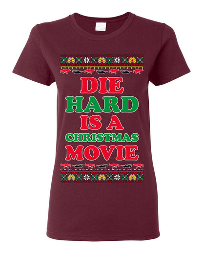 Die Hard is a Christmas Movie Classic, McClane Hans Nakatomi Plaza Xmas Party Holiday Movies, Ugly Christmas Sweater Crewneck Sweatshirt Ugly Christmas Womens Graphic T-Shirt