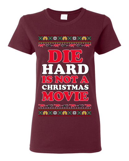 Die Hard is Not a Christmas Movie Classic, McClane Hans Nakatomi Plaza Xmas Party Holiday Movies, Ugly Christmas Sweater Crewneck Sweatshirt Ugly Christmas Womens Graphic T-Shirt