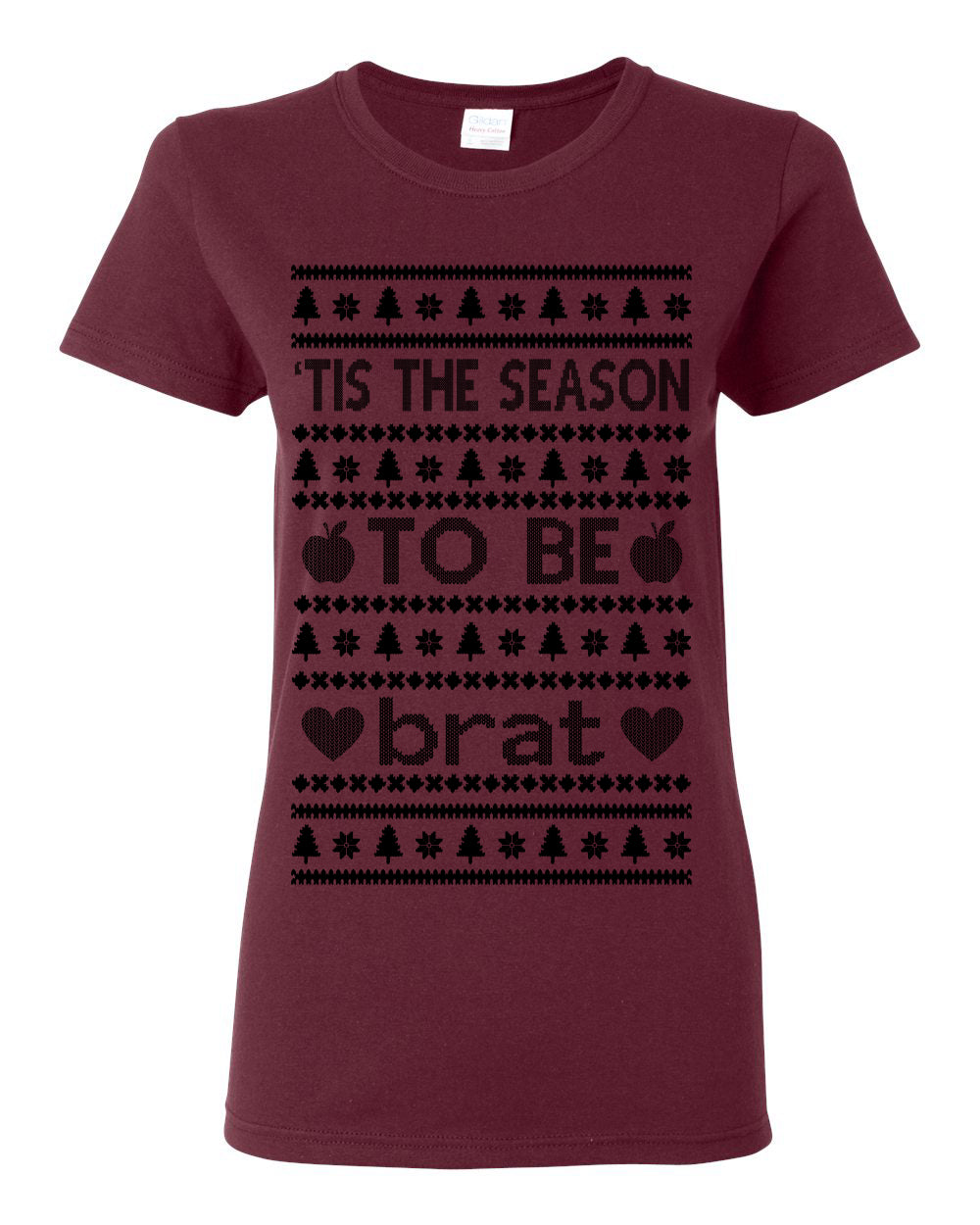 Tis the Season to Be Brat Dark Text, Xmas Viral Meme Music Rave Concert Merch, Unisex Ugly Christmas Sweaters for Women Men Ugly Christmas Womens Graphic T-Shirt