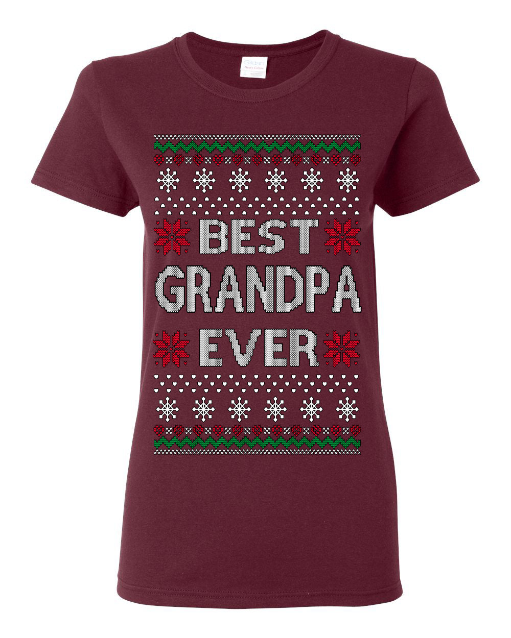 Best Grandpa Ever Classic Xmas Winter Holidays Ugly Christmas Sweater Ugly Christmas Womens Graphic T-Shirt