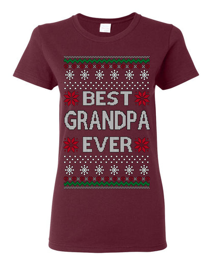 Best Grandpa Ever Classic Xmas Winter Holidays Ugly Christmas Sweater Ugly Christmas Womens Graphic T-Shirt