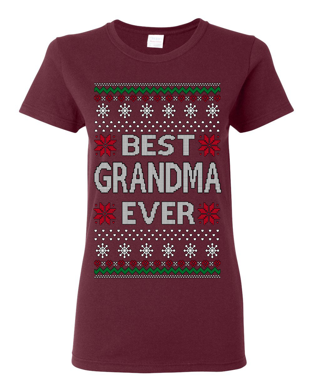 Best Grandma Ever Classic Xmas Winter Holidays Ugly Christmas Sweater Ugly Christmas Womens Graphic T-Shirt