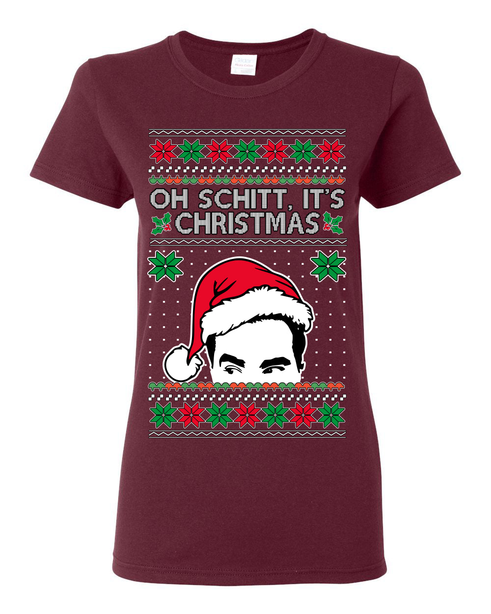 Oh Schitt It's Christmas Funny David TV Show Sitcom Ugly Christmas Sweater Ugly Christmas Womens Graphic T-Shirt