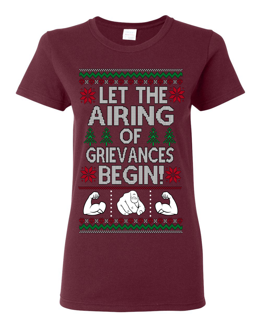 Let the Airing of Grievances Begin Funny TV Sitcom Festivus for the Rest of Us, Feats of Strength Iconic TV Quote Ugly Christmas Womens Graphic T-Shirt