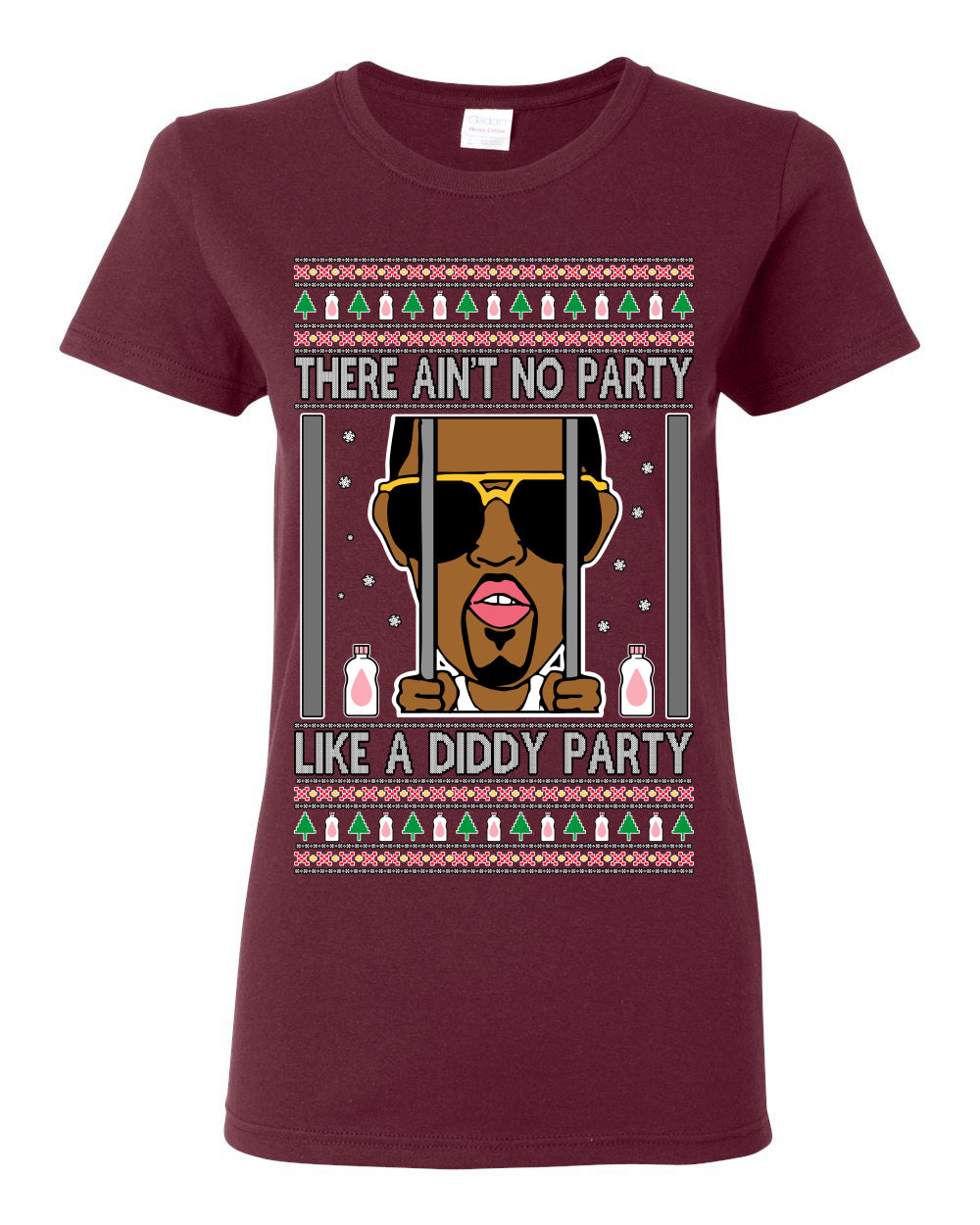 There Ain't No Party Like a Diddy Party, Viral Meme Trendy Baby Oil Crazy Parties Funny Classic Ugly Christmas Sweater Ugly Christmas Womens Graphic T-Shirt