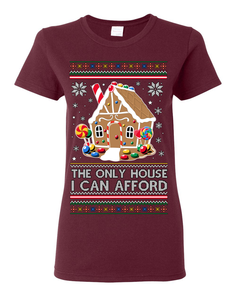 The Only House I Can Afford, Funny Viral Millennial Economy Market Retirement Meme Ugly Christmas Sweater Ugly Christmas Womens Graphic T-Shirt