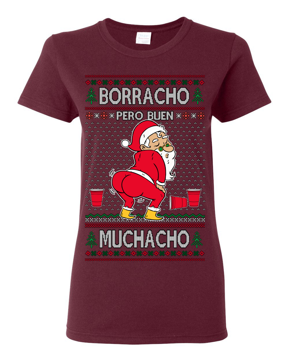 Borracho Pero Buen Muchacho Bebida Alcohol Drunk But a Good Boy, Espanol Ropa Sueter Navideno Cerveza, Funny Ugly Christmas Sweater Ugly Christmas Womens Graphic T-Shirt