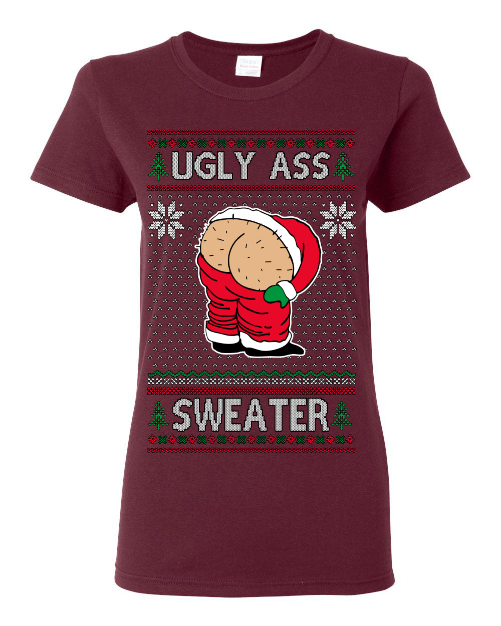 Ugly Ass Sweater Funny Santa Claus Butt Xmas Ugly Christmas Sweater Ugly Christmas Womens Graphic T-Shirt