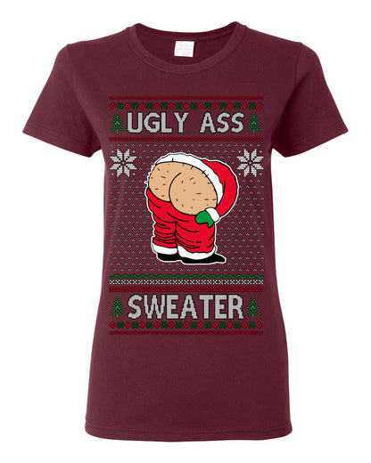 Ugly Ass Sweater Funny Santa Claus Butt Xmas Ugly Christmas Sweater Ugly Christmas Womens Graphic T-Shirt