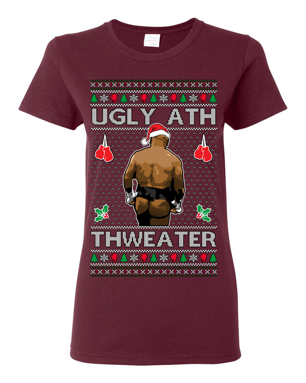 Ugly Ath Sweater Merry Chrithmith, Mike Tyson Butt Viral Ugly Ass Boxing Fight Meme Men Women Funny Ugly Christmas Sweater Ugly Christmas Womens Graphic T-Shirt