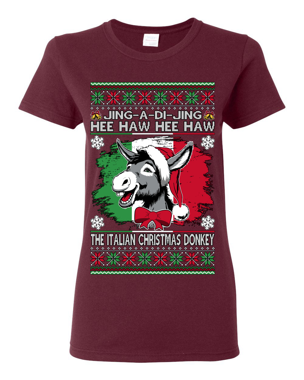 Jing a Di Jing Dominick the Italian Christmas Donkey, Classic New York Brooklyn Xmas Song Lyrics, Ugly Christmas Sweater Ugly Christmas Womens Graphic T-Shirt