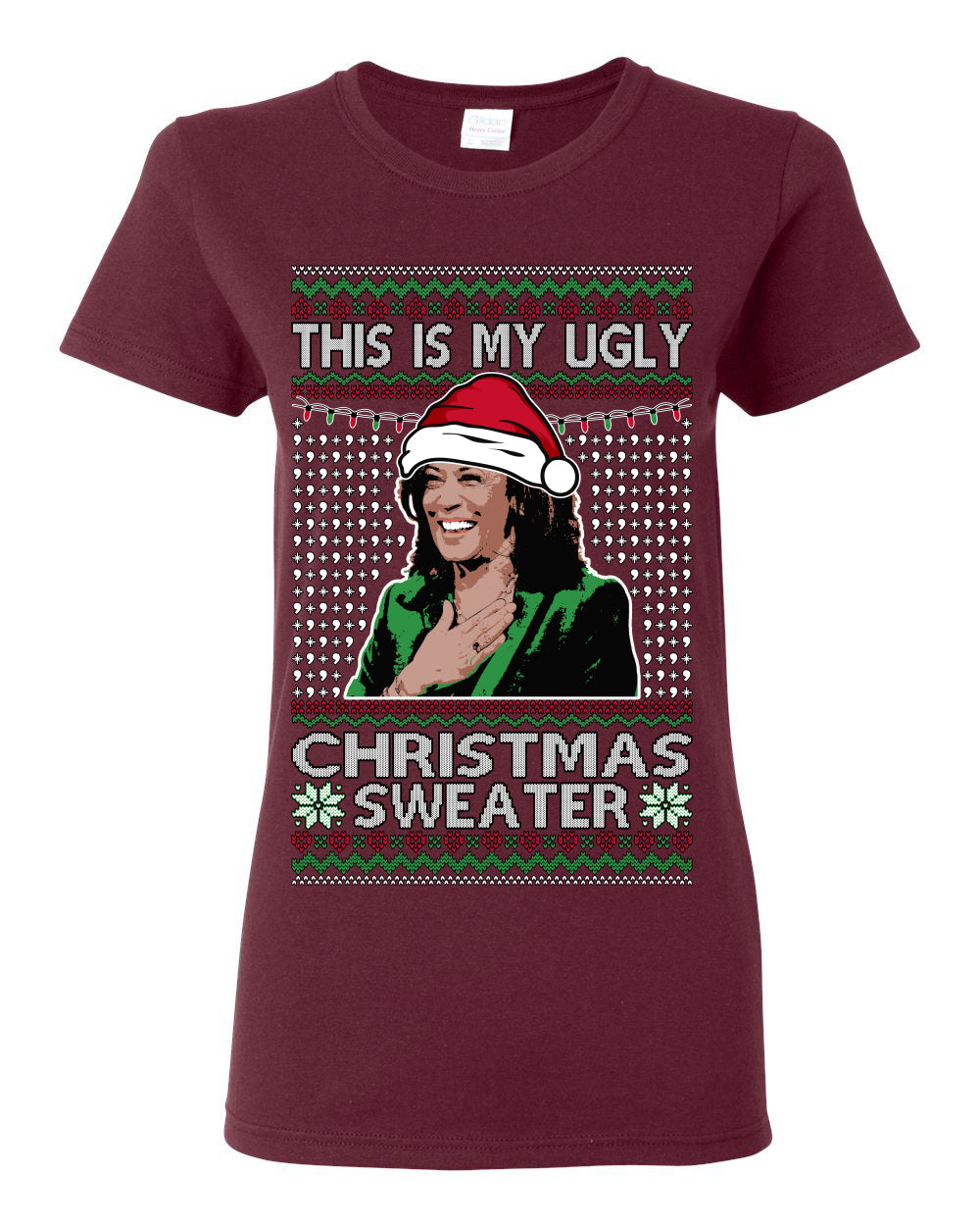 This Is My Ugly Sweater, Funny Santa Anti Kamala Harris, Political Ugly Christmas Sweater Ugly Christmas Womens Graphic T-Shirt